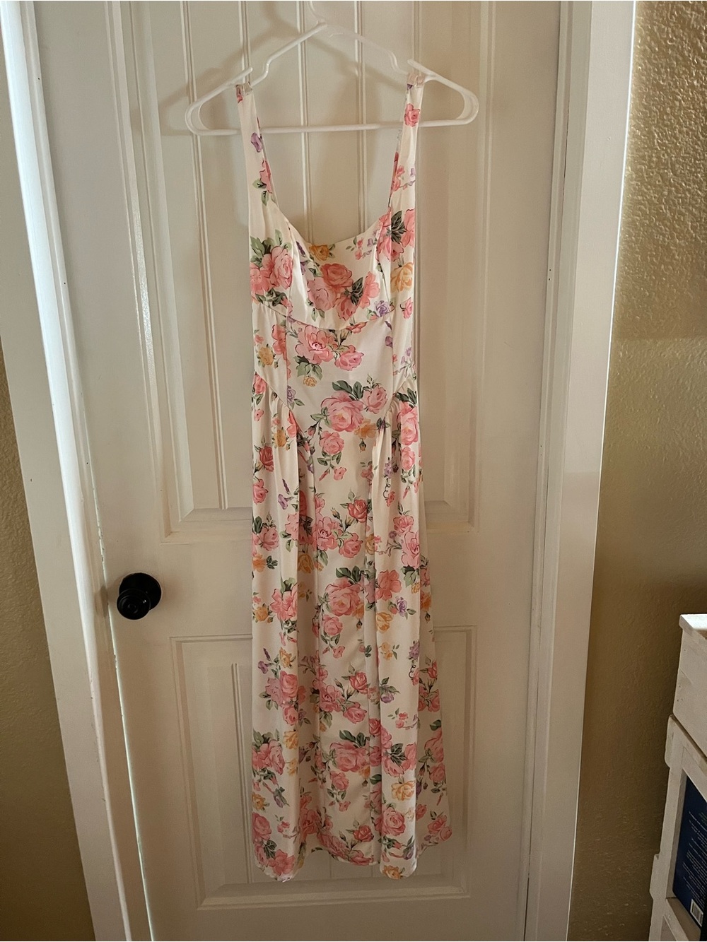 SHEIN Cream Maxi Dress with Pink & Green Floral Print